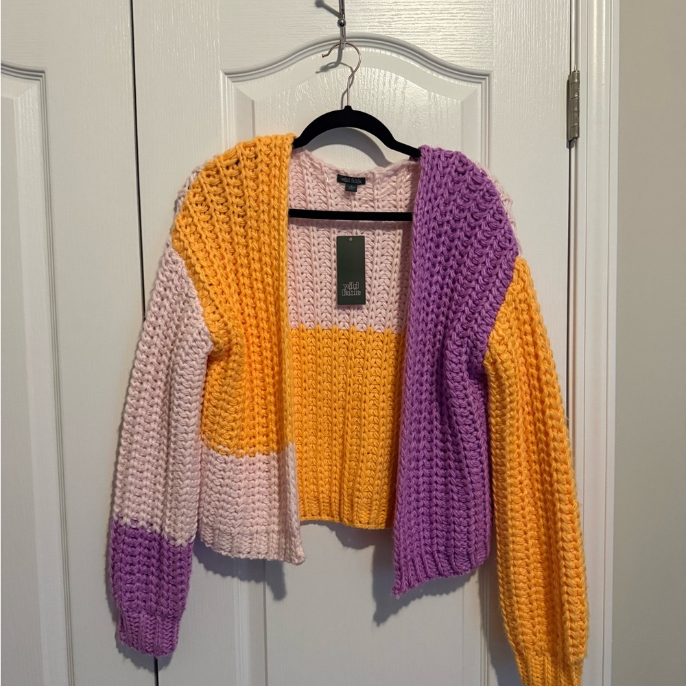 Wild Fable Purple and Yellow Knit Cardigan